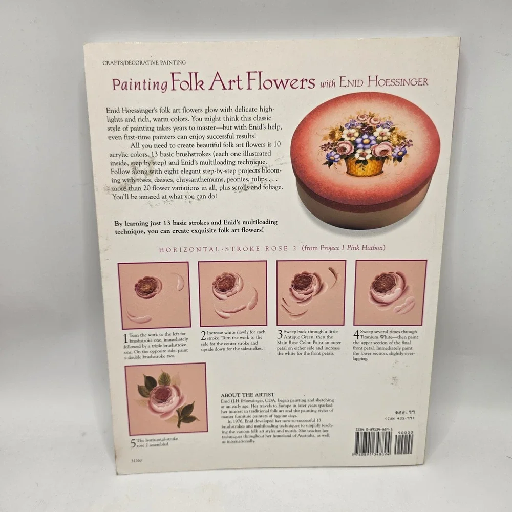 North Light Painting Folk Art Flowers Enid Hoessinger Acrylic Brushstroke Guide